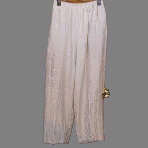 Unbranded Almond Pants Crinkle Wide Leg Elastic Waist Evening Formal Size Large